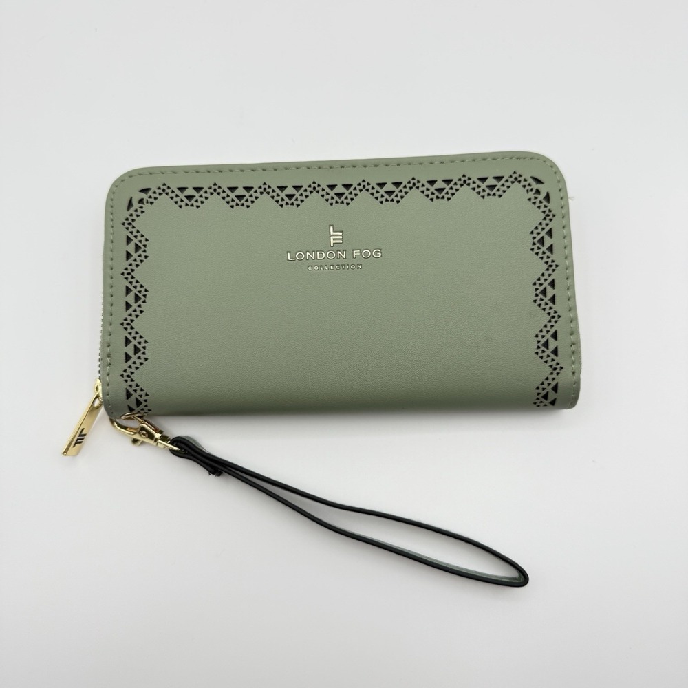 London Fog Wristlet Wallet Zip Sage Green